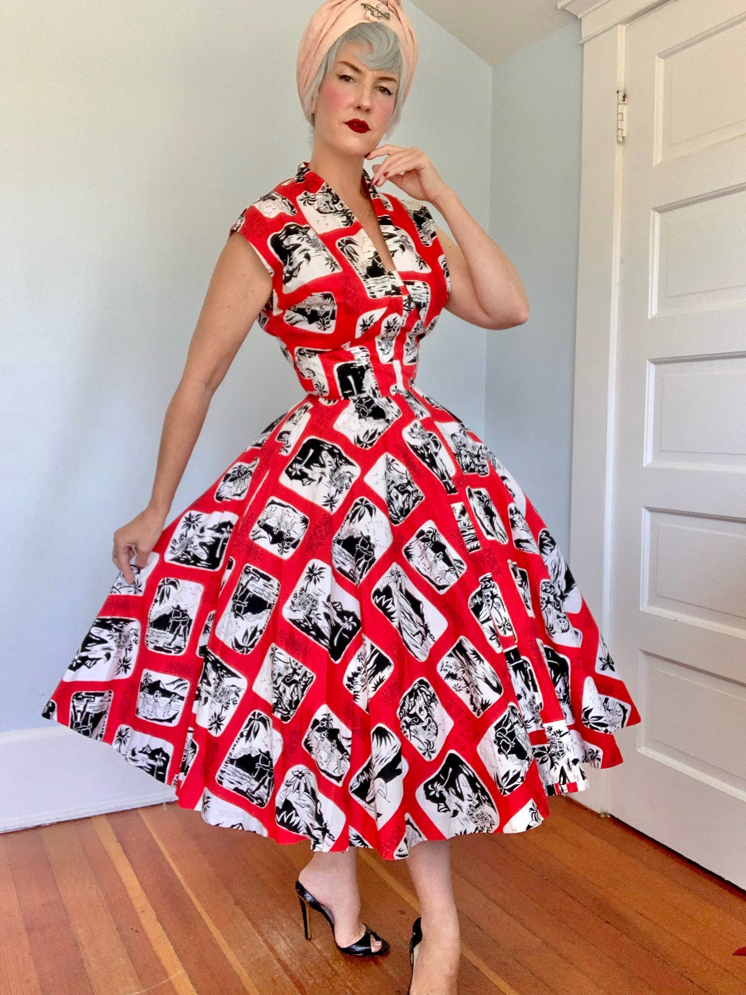 1950s “Royal Hawaiian” Crisp Cotton Sundress & Bolero