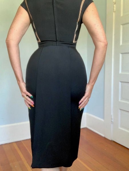 1940s Custom Silk Cut-Outs Cocktail Dress