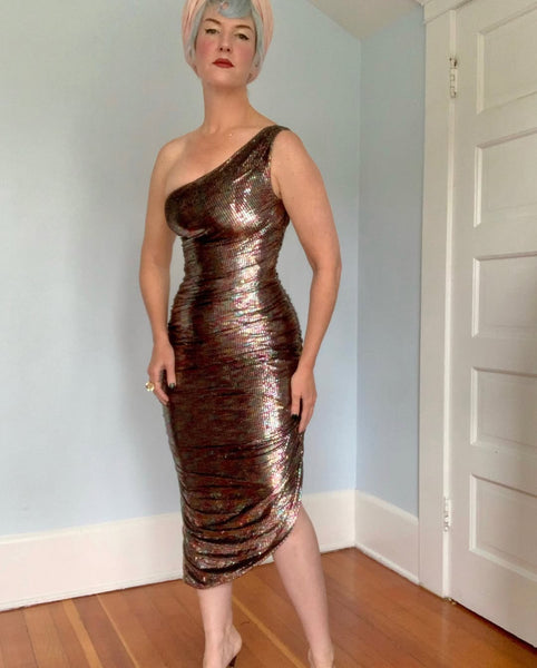 1970s Rainbow Lurex Cocktail Dress by “New Leaf by Samir”