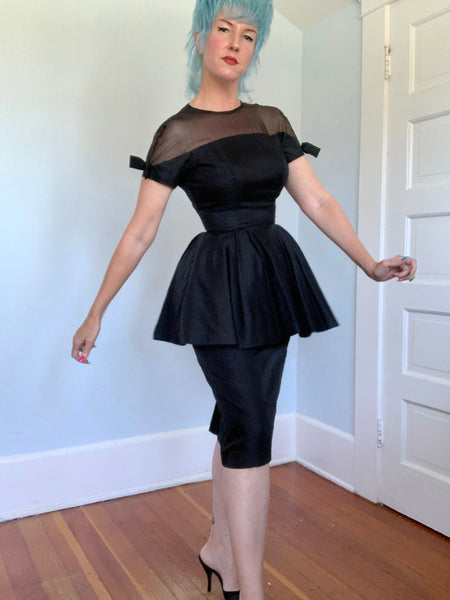 Reserved - 1950s Silk Organza Over Satin Cocktail Dress