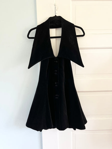 1980s Designer “Barboglio Cristina Jan” Cotton Velvet Halter Mini Dress
