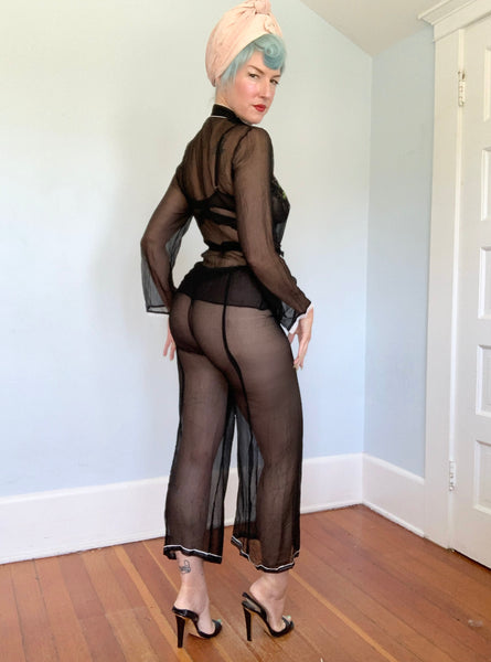 1956 Japanese Silk Chiffon Handpainted Lounge Set