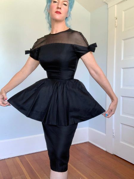 Reserved - 1950s Silk Organza Over Satin Cocktail Dress