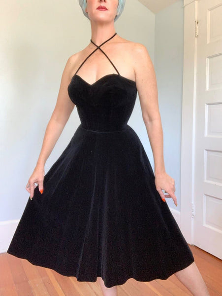 1950s “Elaine Terry California” Cotton Velvet Party Dress