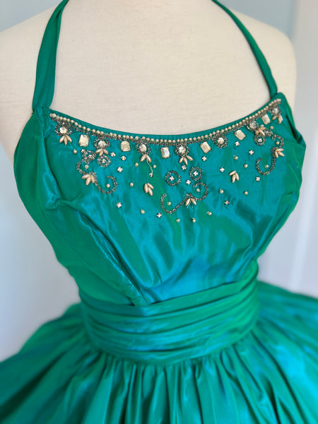 Custom 1950s Iridescent Taffeta Party Dress