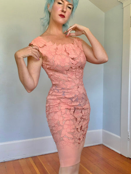 1950s Irish Linen Cut-Outs Cocktail Dress