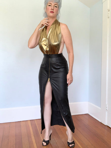 Vintage “Bizarre Fashions” Leather Fetish Hobble Skirt