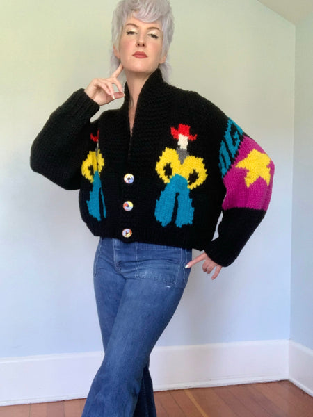 Killer 1980s does 1950s Oversized Cowboy Cowichan-style Sweater