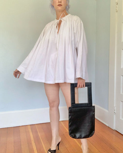 Vintage Crisp Cotton Trapeze Tunic / Mini Dress