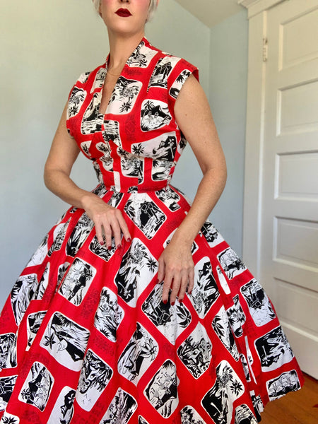 1950s “Royal Hawaiian” Crisp Cotton Sundress & Bolero