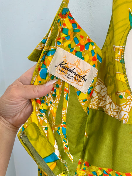 1960s “Kamehameha” Polished Cotton Palazzo Jumpsuit