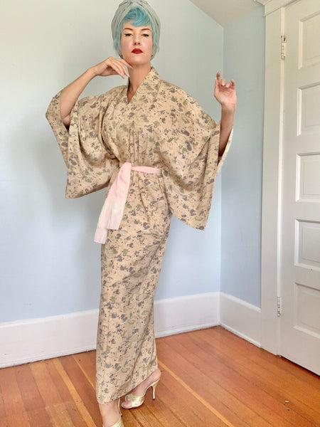 Vintage Traditional Custom Made Japanese Silk Kimono w/ X-Rated Illustrations