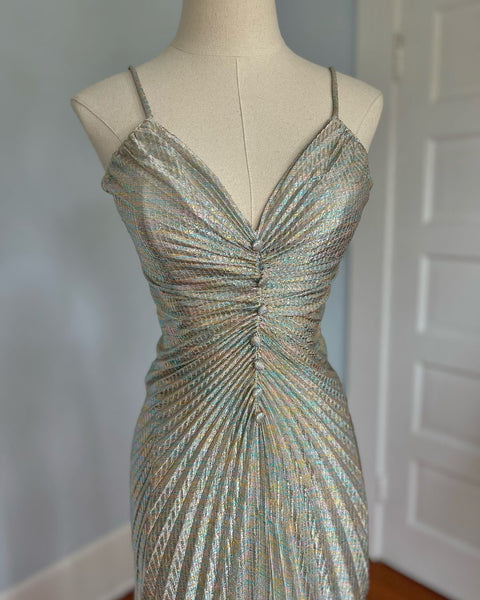 1970s/80s “New Leaf by Samir” Iridescent Rainbow Cocktail Dress