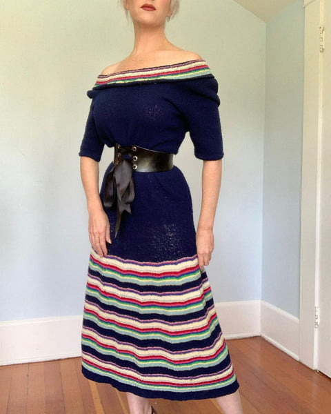 1940s Hand Knit Sweater Dress
