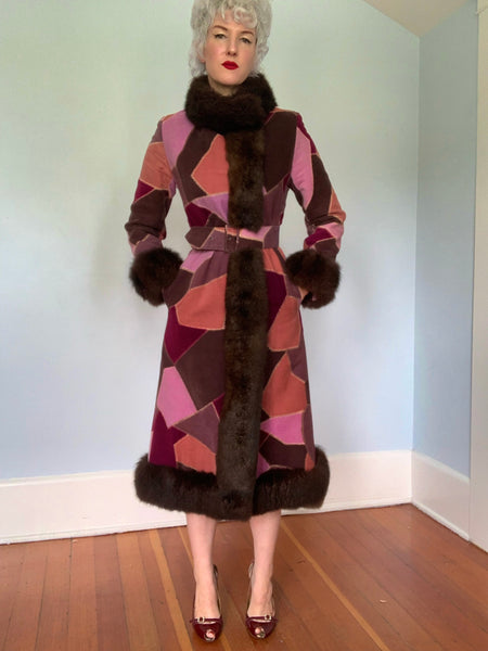 1960s Designer “Bill Blass” Corduroy Penny Lane Coat w/ Fur Trim
