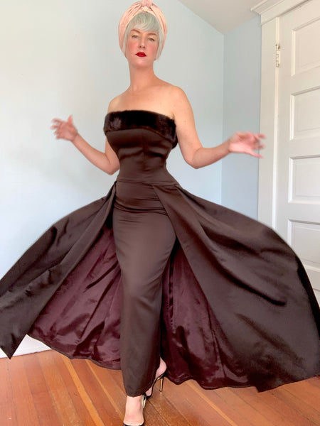 1990s does 1950s “Victor Costa” Mink Trimmed Evening Ensemble