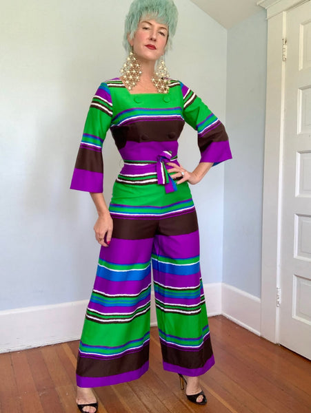 1960s Mod Palazzo Jumpsuit w/ Belt by “Tori Richard Honolulu”