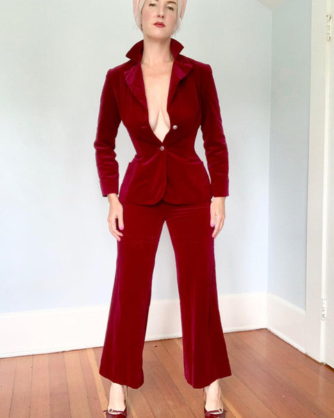 1970s Cotton Velvet Custom Made Suit