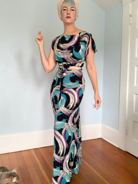 1940s “Cole of California” Celestial Print Cold Rayon Ensemble