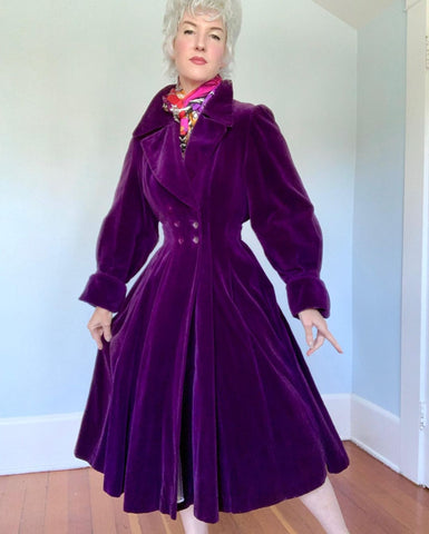 1940s Cotton Velvet Chenille Princess Coat