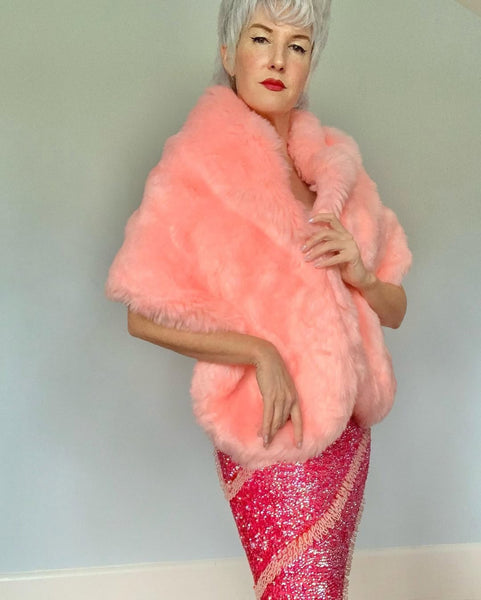 Pink Faux Fur Stole