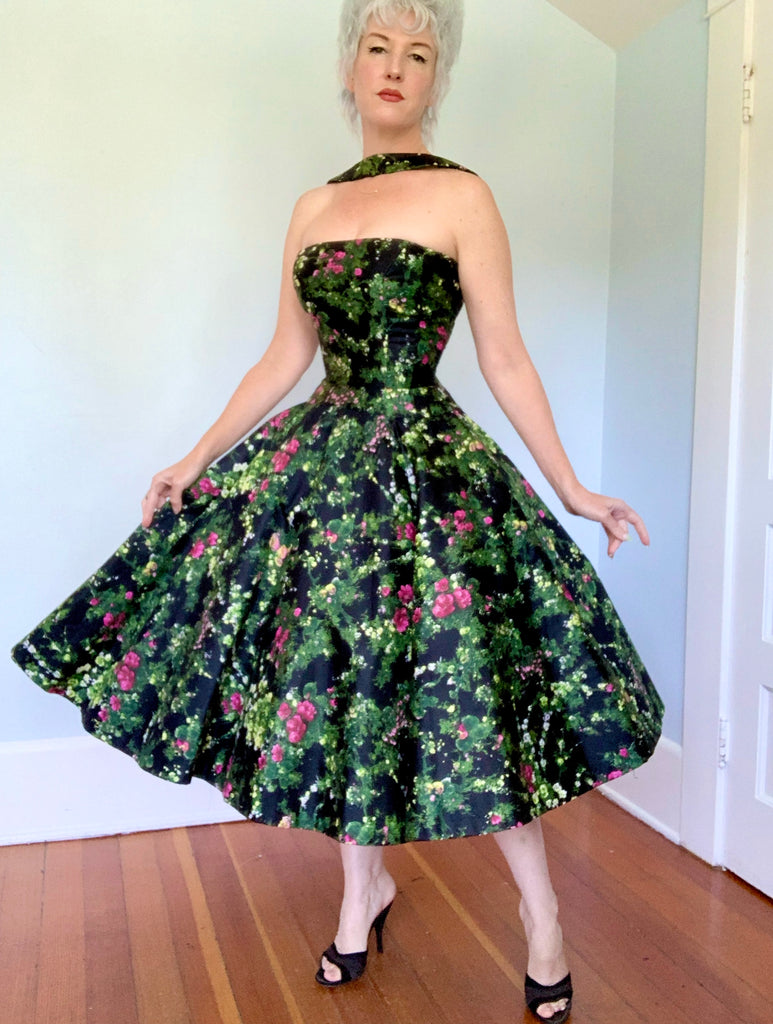 1950s Designer “Grenelle Estevez” Reverse Halter Party Dress – butchwaxvintage