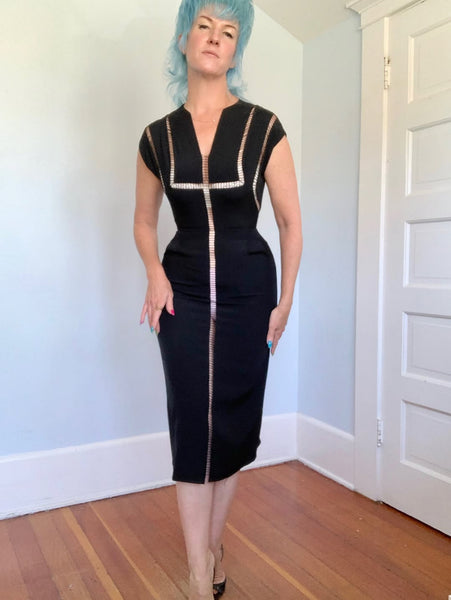 1940s Custom Silk Cut-Outs Cocktail Dress