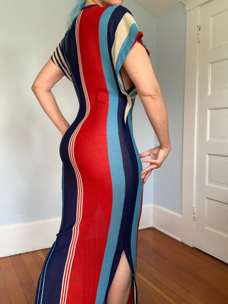 1960s Rayon Knit Semi Sheer Sexy Caftan