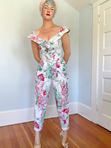 1980s “Karen Alexander” Floral Jumpsuit
