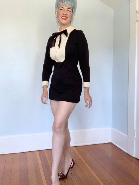 1960s Mod Tuxedo Mini Dress