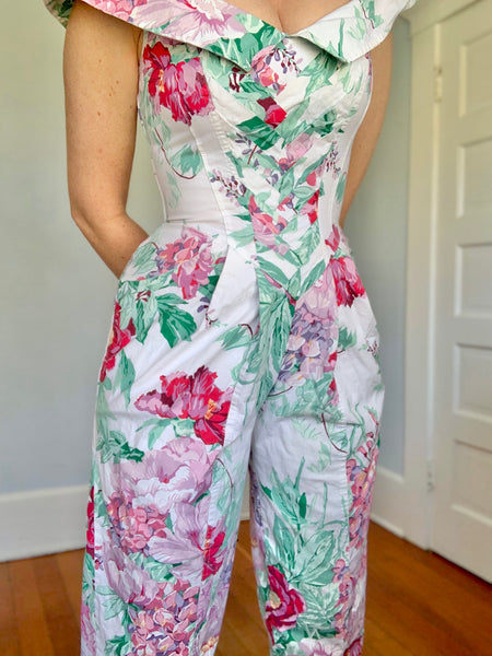 1980s “Karen Alexander” Floral Jumpsuit