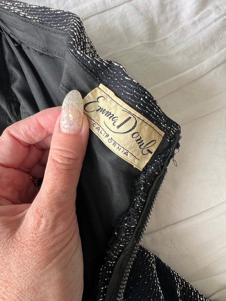 Early 1950s “Emma Domb of California” Lurex Cocktail Dress