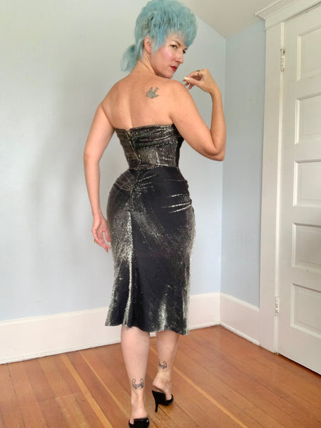 Early 1950s “Emma Domb of California” Lurex Cocktail Dress