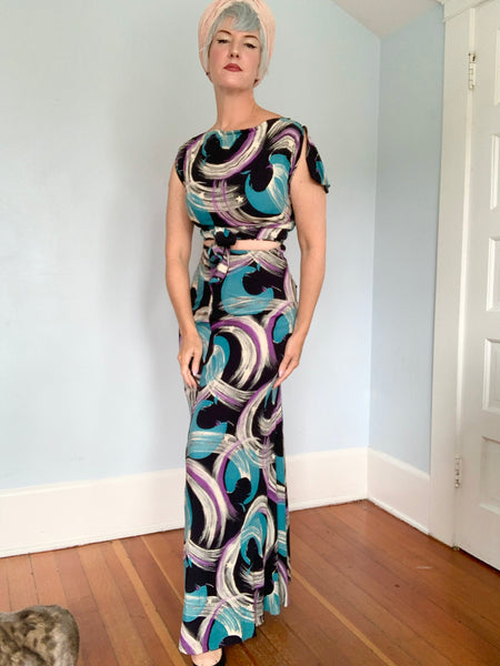 1940s “Cole of California” Celestial Print Cold Rayon Ensemble