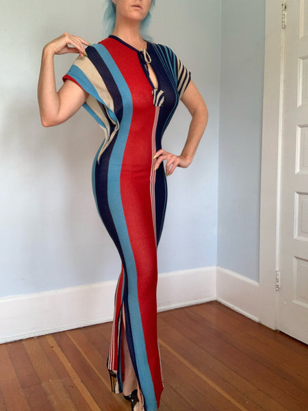 1960s Rayon Knit Semi Sheer Sexy Caftan