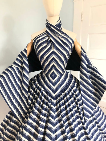 1950s Chevron Cotton 2 Piece Sundress Set