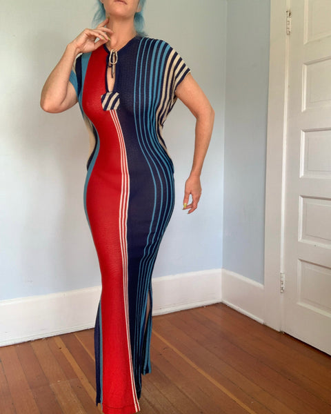1960s Rayon Knit Semi Sheer Sexy Caftan