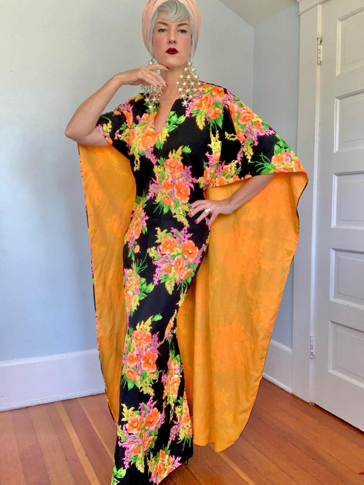 1960s Caped Maxi Gown by “Riviera Fashions”