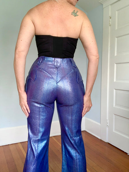 1960s Periwinkle Liquid Lurex Western Pants by “Trail Ridge Westerns”