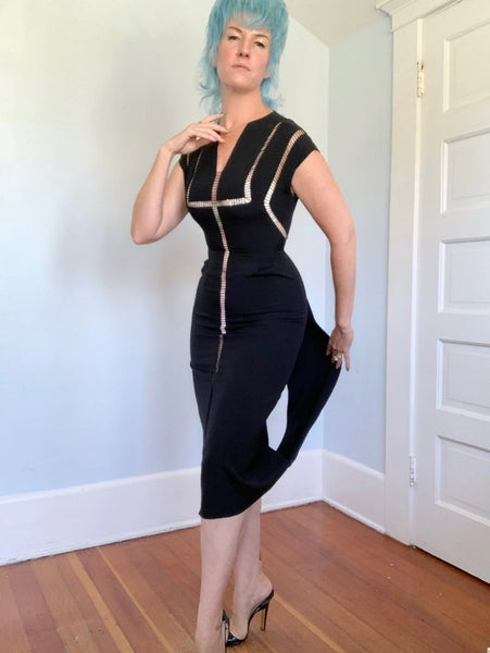 1940s Custom Silk Cut-Outs Cocktail Dress