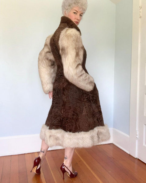 1970s “Christian Dior Furs” Fox Fur & Lamb Princess Coat