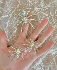 1950s Rhinestone Spider Earrings & Brooch Set