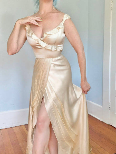 Late 1930s Custom Silk Wedding Gown