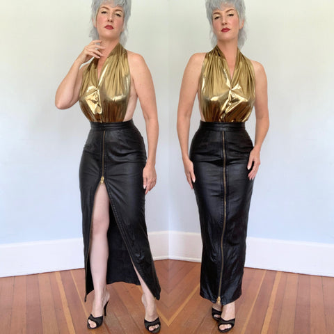 Vintage “Bizarre Fashions” Leather Fetish Hobble Skirt