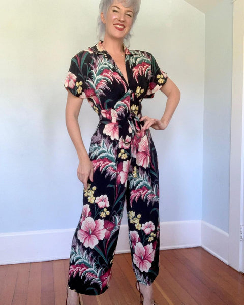 1940s Inspired Cold Rayon Palazzo Jumpsuit by “Karen Alexander”