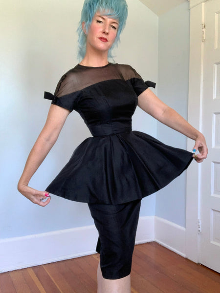 Reserved - 1950s Silk Organza Over Satin Cocktail Dress