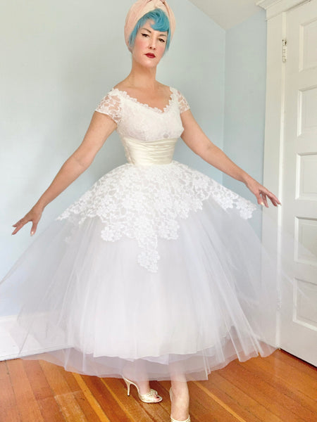 Designer 1950s “Cahill of Beverly Hills” Wedding Dress