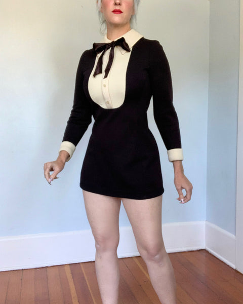 1960s Mod Tuxedo Mini Dress