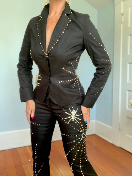 Deadstock Y2K Rhinestone Spiderwebs Suit