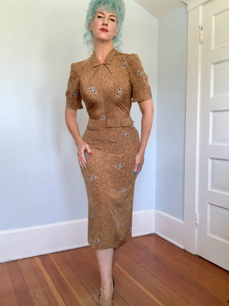 1940s Silk Spiderweb & Sunglasses Dress